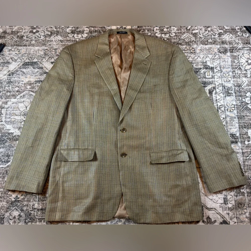 Chaps 100% Silk‎ 2 Button Houndstooth Sport Coat Size 46L